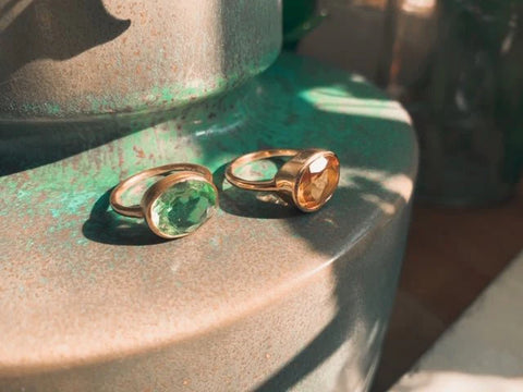 Lily King | Oval Chunky Ring in Soft Green