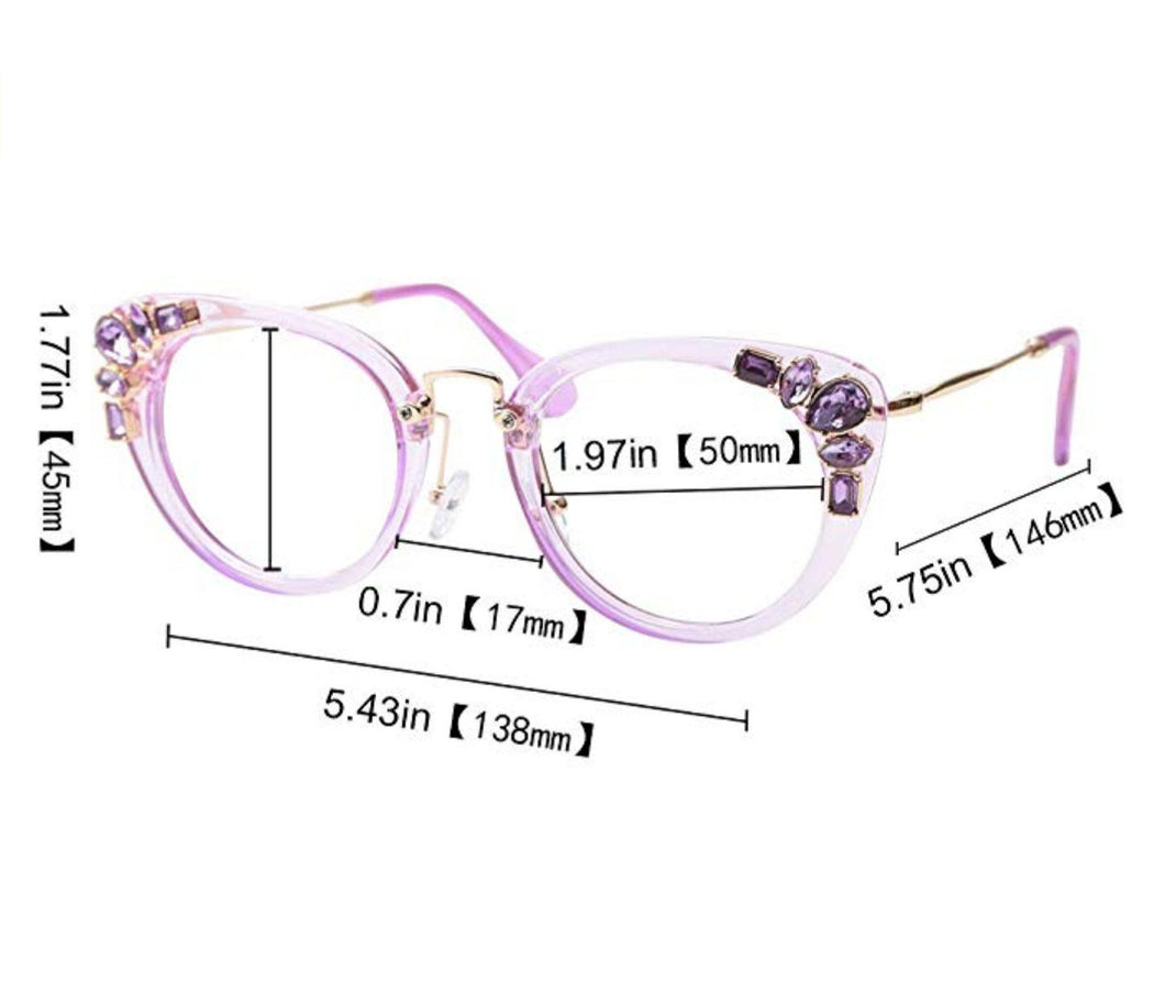 pink reading glasses with rhinestones