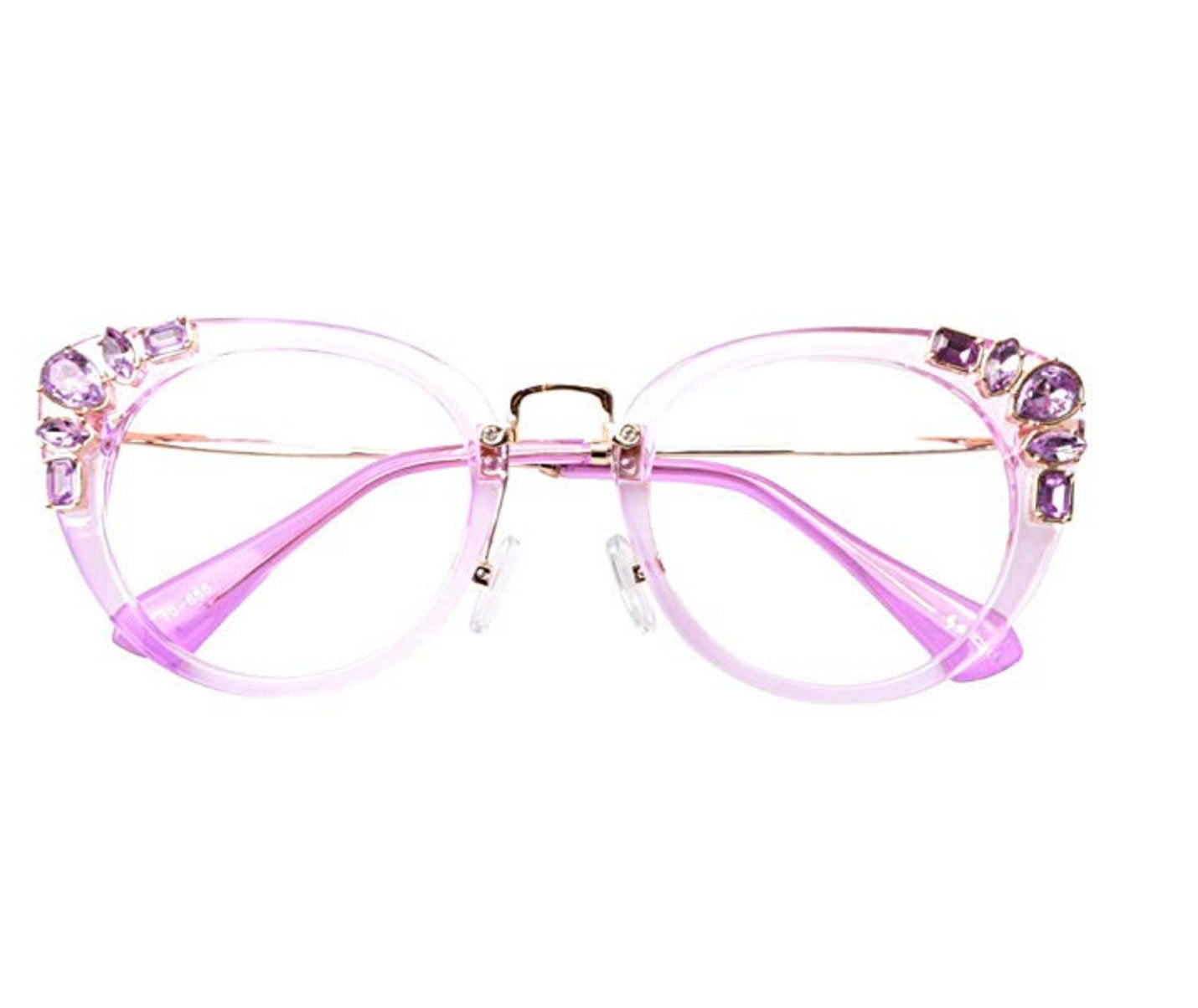 Rhinestones Reading Glasses, Luxurious Bling Eyeglasses, Clear Pink Fr ...