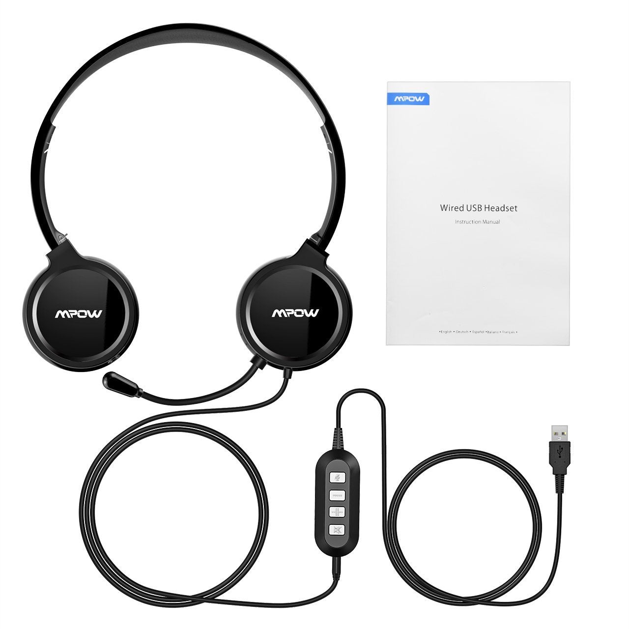 mpow 071 usb headset 3.5 mm computer headset with microphone noise can