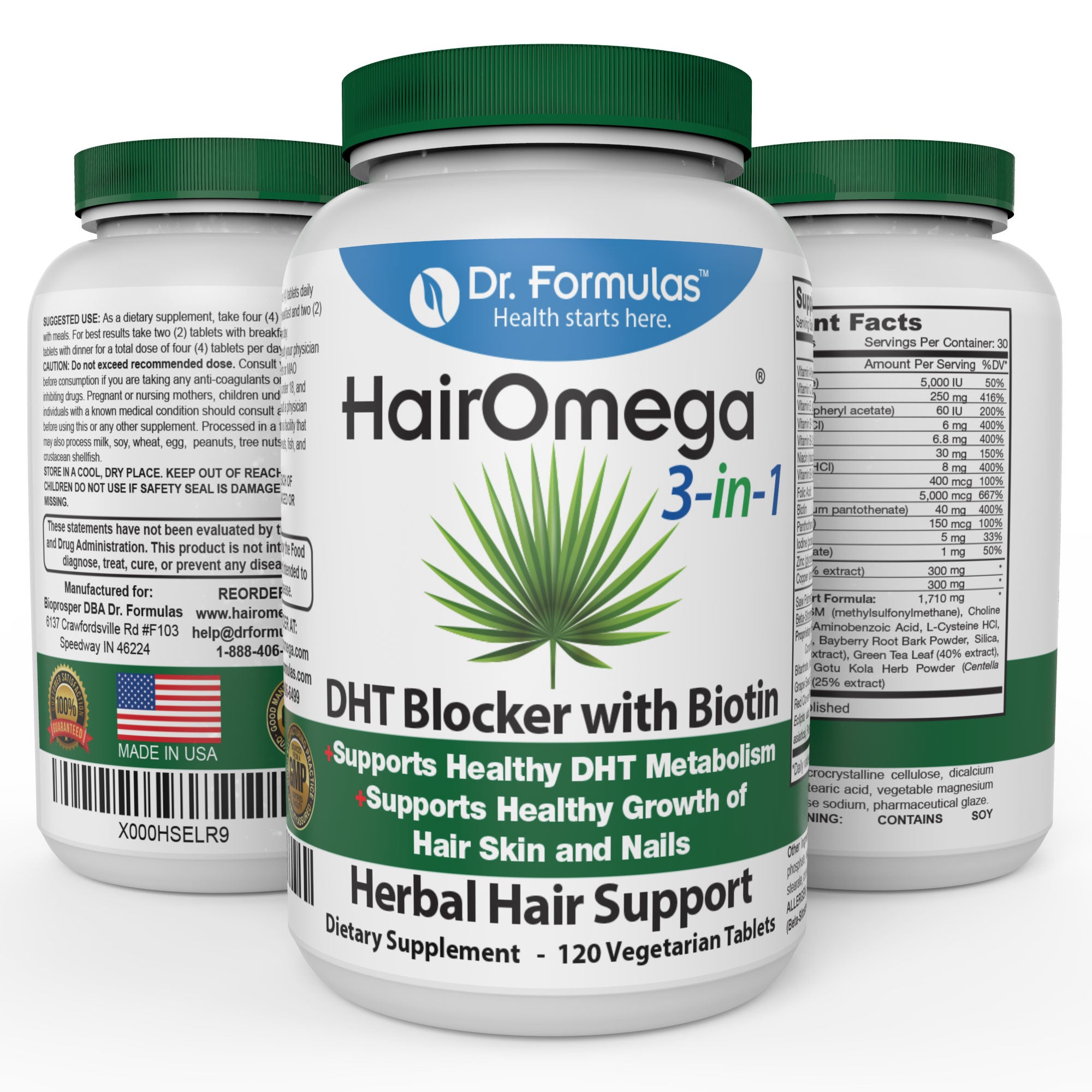 HairOmega 3 In 1 DHT Blocker With Biotin Hair Growth Vitamins