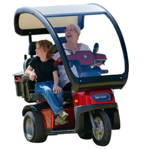 AFIKIM Afiscooter S3 3-Wheel Scooter With Hard Top Canopy in dual seat view