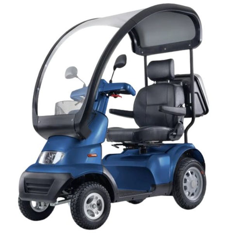 AFIKIM Afiscooter S4 4-Wheel Scooter With Hard Top Canopy Blue Color Right Side View