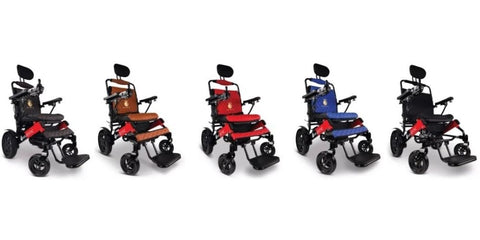 ComfyGo IQ-9000 In Five Cushion and Seat Colors on Black and Red Frame