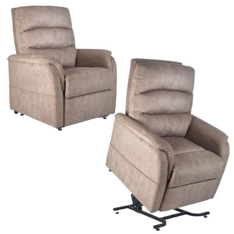 De Luna Series Elara Power Lift Chair PR118-MSM by Golden Technologies Sat and Raised Position