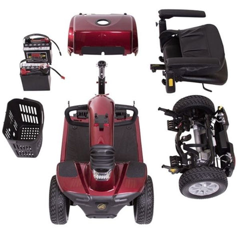 Image of a disassembled view of the Golden Technologies Companion 4-Wheel Bariatric Scooter GC440D.