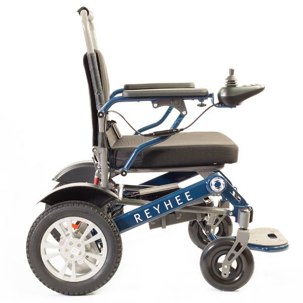 Reyhee Roamer (XW-LY001) Folding Electric Wheelchair Blue Color Side View