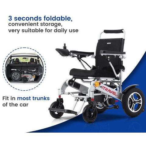 Metro Mobility iTravel Plus Folding Power Wheelchair easily foldable