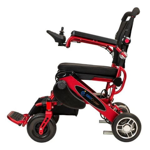 Pathway Mobility Geo Cruiser DX Folding Electric Wheelchairs Red Side View