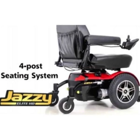 A Pride Jazzy Elite HD Power Wheelchair with 4-Post Seating System, designed for comfort and mobility.