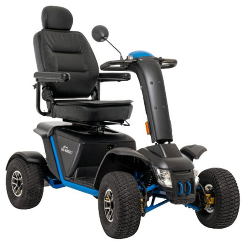 A heavy-duty scooter in true blue color, perfect for Pride Baja Wrangler 2 enthusiasts.