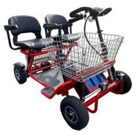 Image of a red electric quad bike, with a sleek design and powerful appearance.