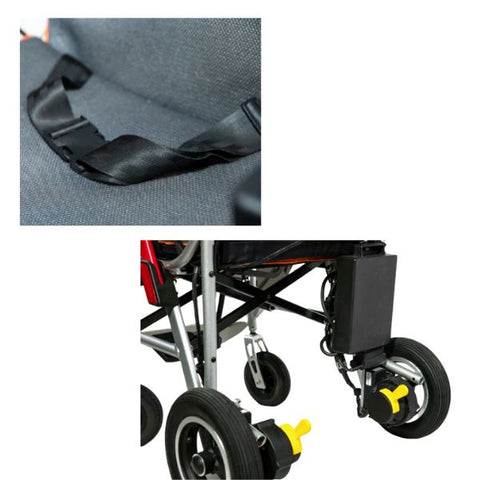 Feather Ultra Lightweight Powerchair Accessories. Seat belt & anti-tippers