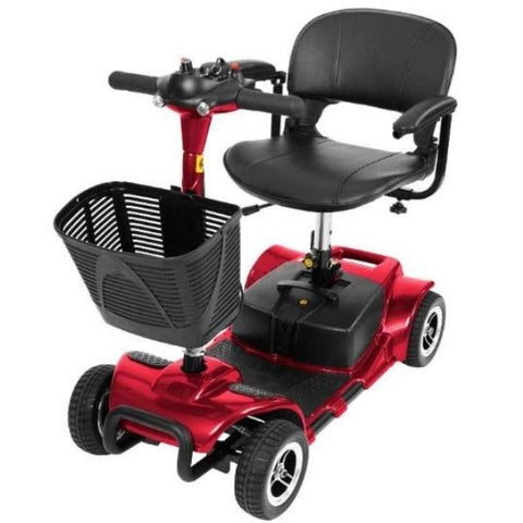 Image of a red 4-wheel mobility scooter from Vive Health. The scooter is designed for individuals with limited mobility, providing them with independence and ease of movement.