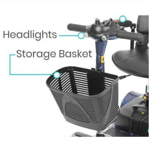 Vive Health 4-Wheel Mobility Scooter Storage Basket and Front Head lights