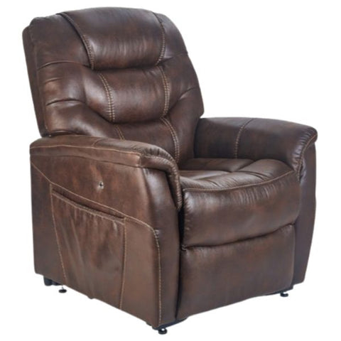 A maple-colored Golden Technologies DeLuna Series Dione Power Lift Chair, designed for comfort and convenience.
