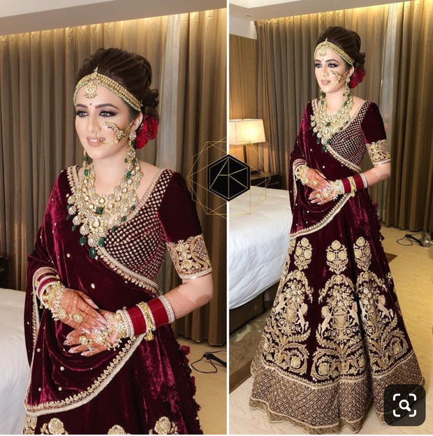 maroon color bridal dresses