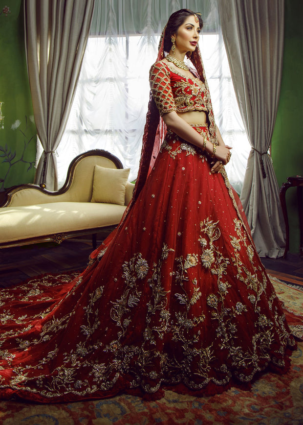 dark red indian bridal dress