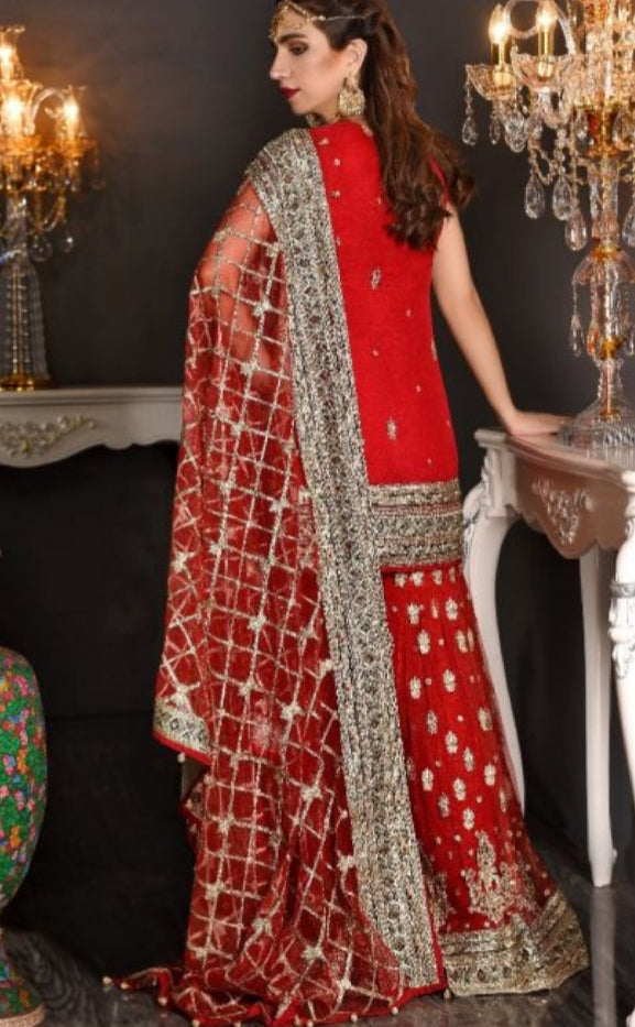 Buy Pakistani Formal Dress Of Deep Red Colour In Usa Nameera By Farooq 6180