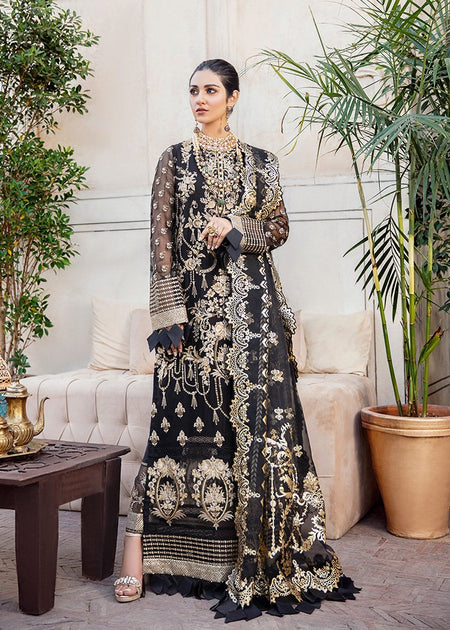 Black Crinkle Chiffon Outfit with Embroidery – Nameera by Farooq