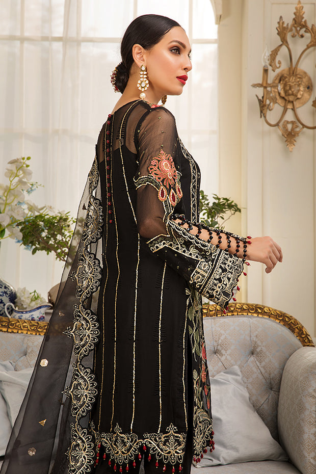 Buy Pakistani Eid Dress In Elegant Black Online – Nameera by Farooq