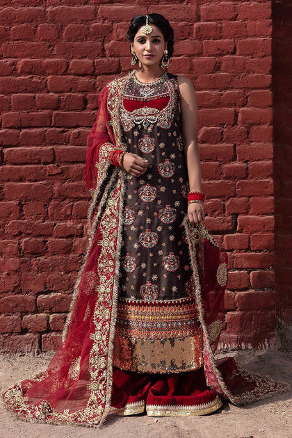 Black And Red Kameez Salwar Pakistani Wedding Dresses Nameera By Farooq 4751