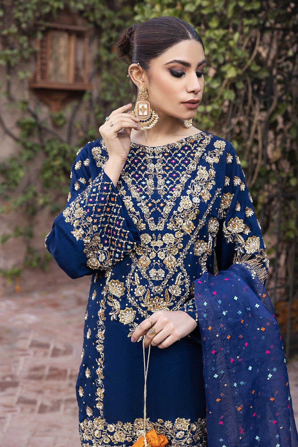Blue Sharara Salwar Kameez Pakistani Wedding Dresses – Nameera by Farooq