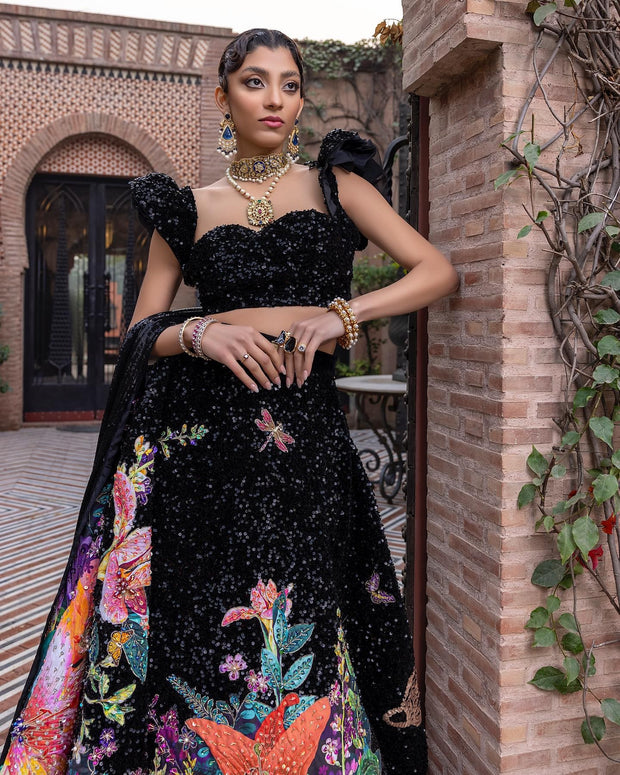 Embellished Bridal Black Lehenga Choli Dress for Wedding – Nameera by ...