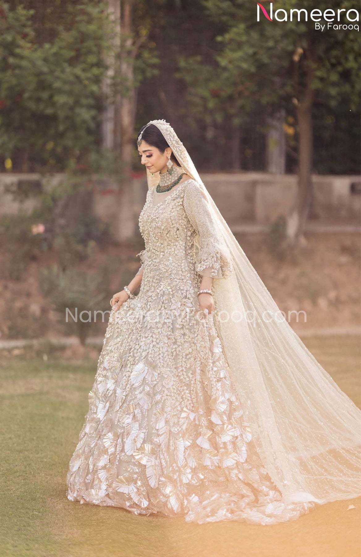 Latest Beautiful Bridal Gown Pakistani Dress Online 2021 Nameera By Farooq 5514