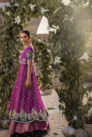Bridal Jamawar Lehnga with Frock in Purple Color – Nameera by Farooq