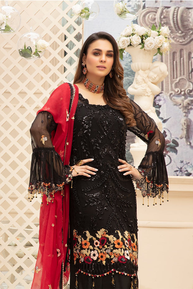 Shop Pakistani Black Chiffon Dress 2020 Ready to Wear – Nameera by Farooq