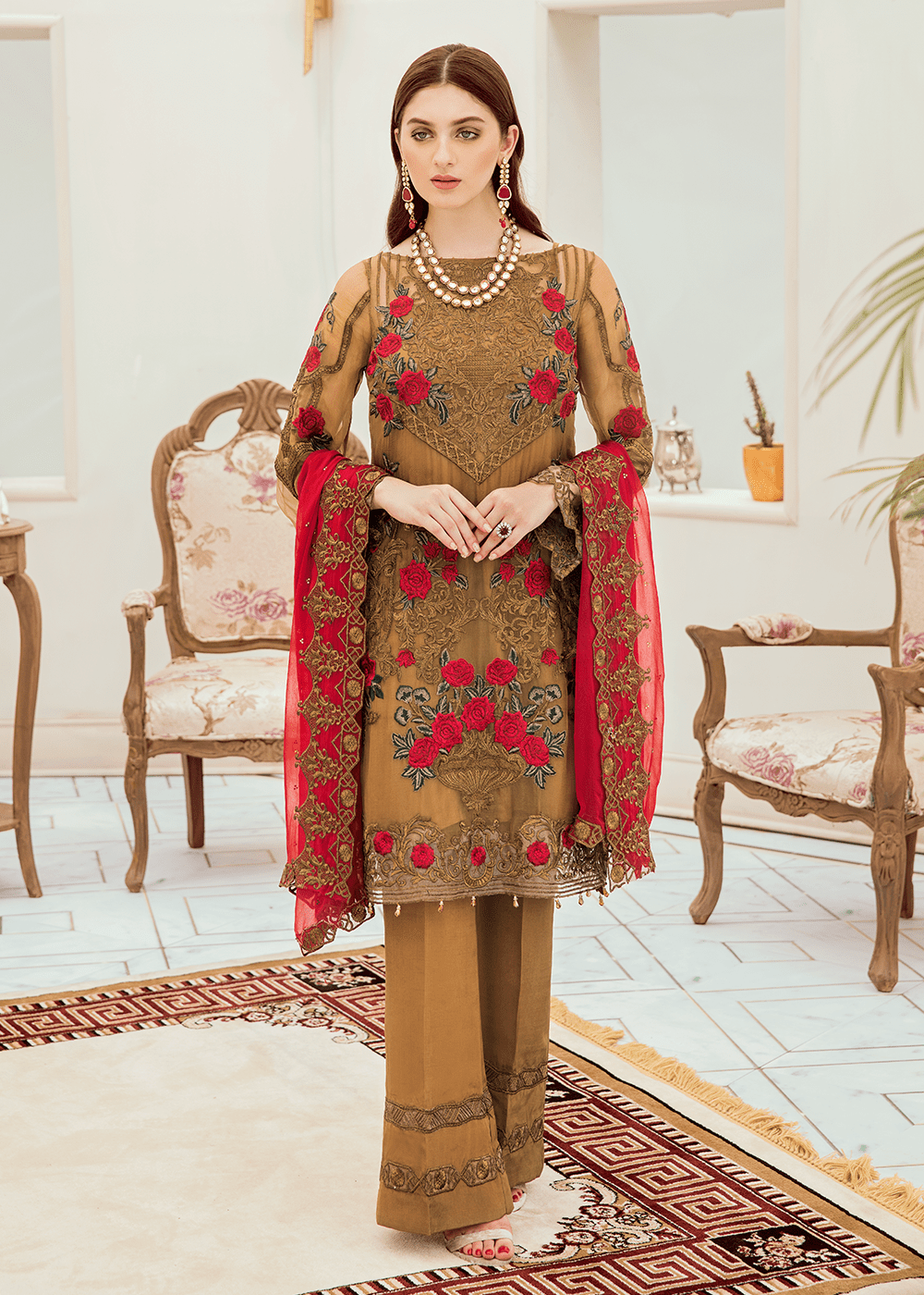 Chiffon fancy outfits with thread embroidery – Nameera by Farooq