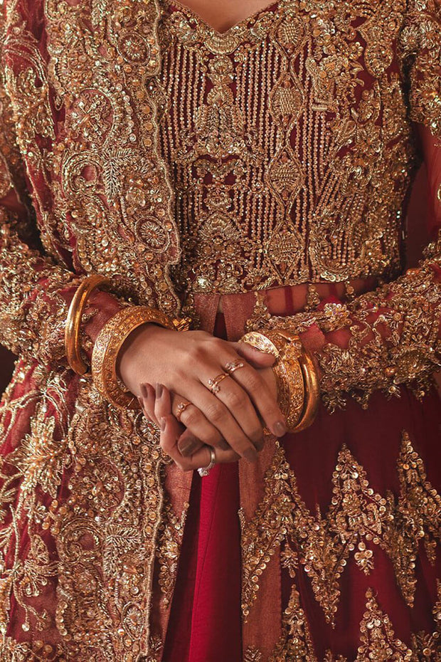 Designer Bridal Maroon Lehenga for Indian Bridal Wear – Nameera by Farooq