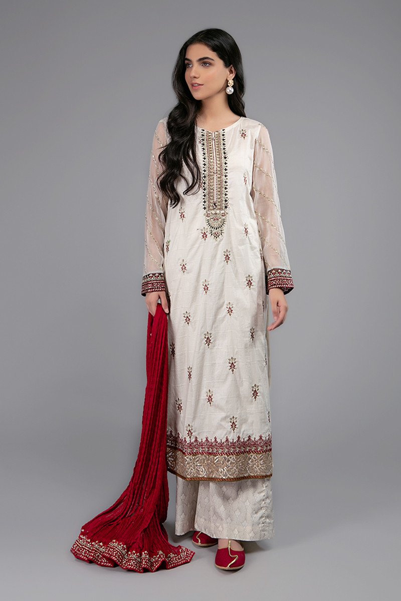 Designer Girls Eid Dress In Off White Color Nameera By Farooq 