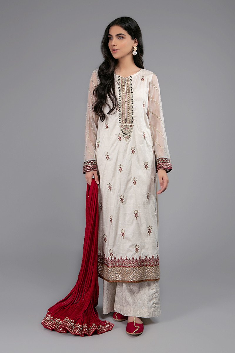 Designer Girls Eid Dress in Off White Color Nameera by Farooq