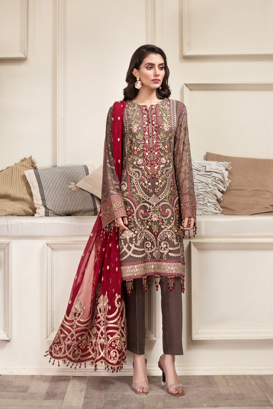 Buy Designer Chiffon Eid Outfit Online – Nameera by Farooq