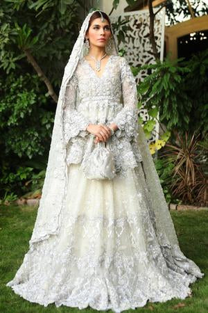 silver pakistani bridal dress