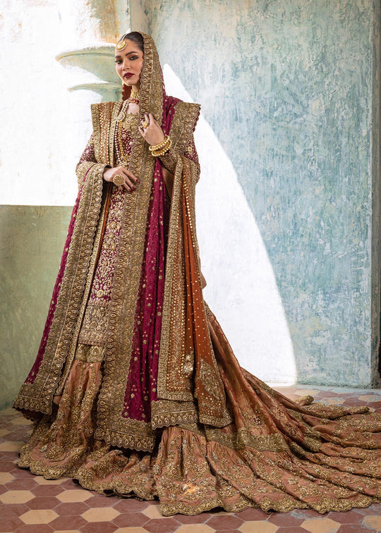 Pakistani Bridal Dress in Embellished Kameez with Farshi Lehenga and D ...