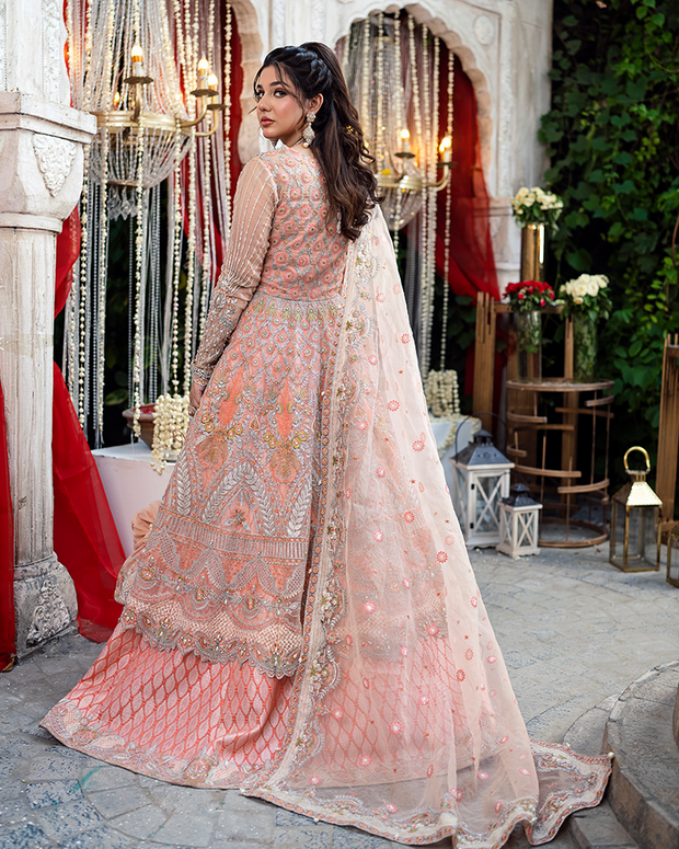 Pakistani Bridal Dress In Pishwas Frock Lehenga Style Nameera By Farooq 6248