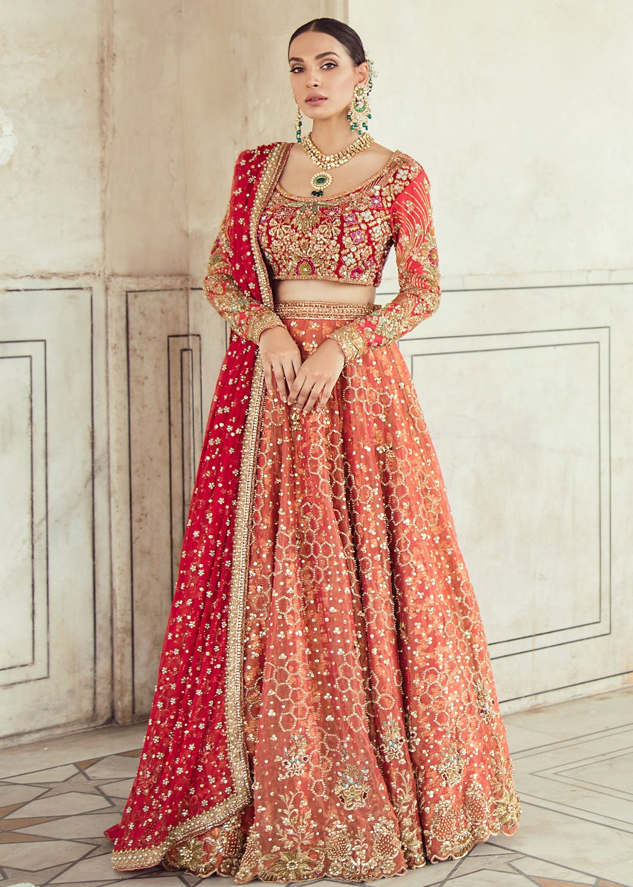 Elegant Pakistani Bridal Lehnga Dress For Wedding Nameera By Farooq 