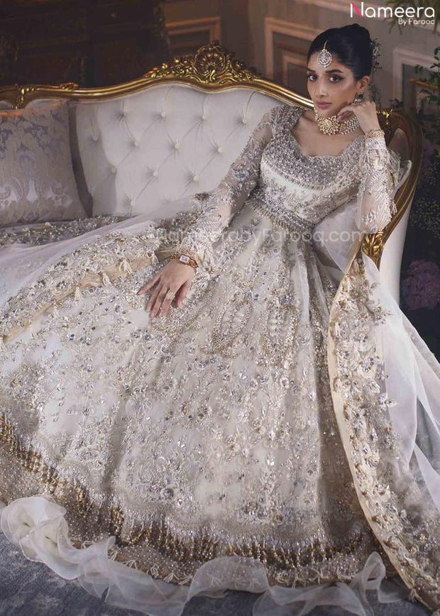 Embellished Ivory Lehenga Simple Wedding Wear in Tissue Organza ...