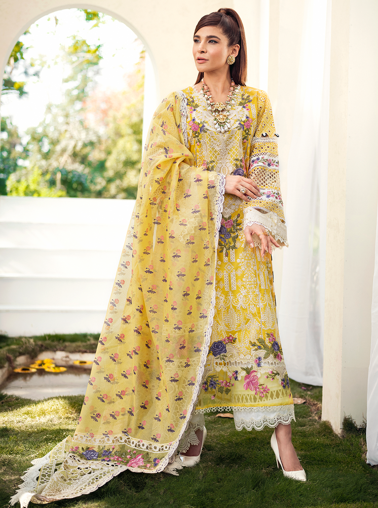 Embellished Lemon Salwar Kameez Pakistani Eid Dress – Nameera by Farooq