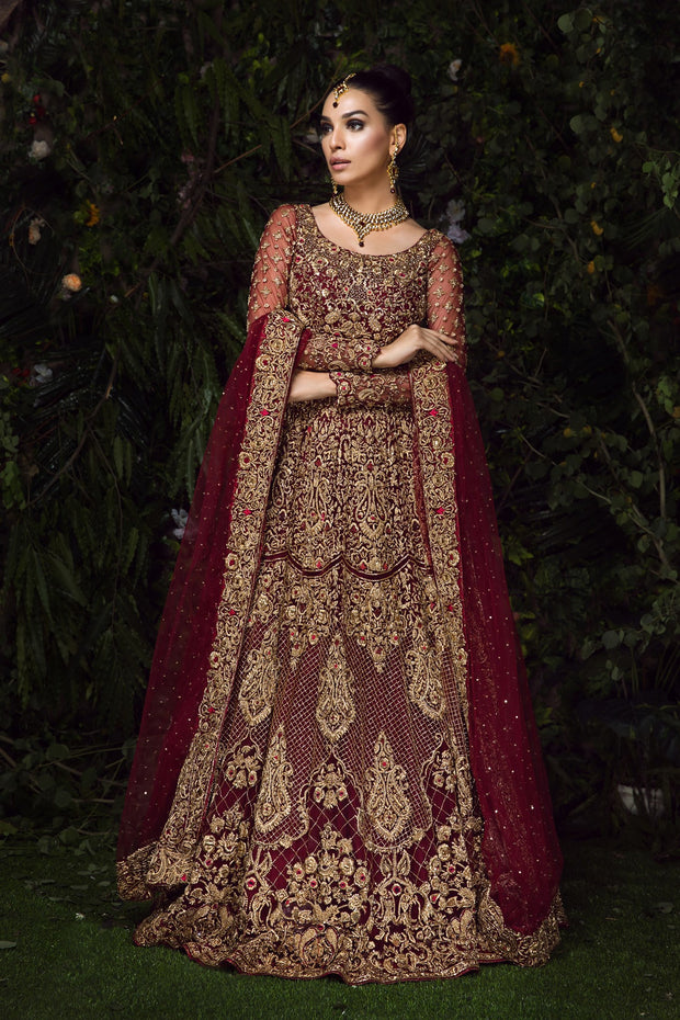 Embellished Pakistani Red Lehenga Bridal Attire for Wedding – Nameera ...