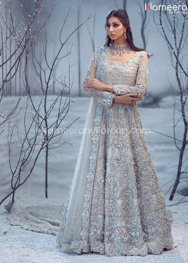 Buy Latest Fancy Bridal Maxi Dress Pakistani Online 2021 Nameera By Farooq 6775