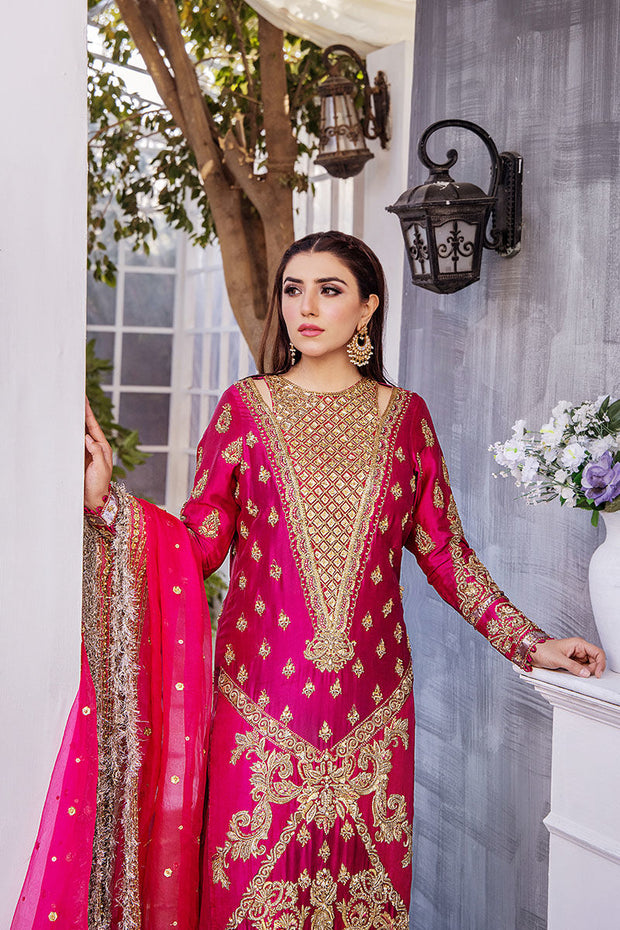 Buy Fuchsia Pink Embellished Pakistani Wedding Dress – Nameera by Farooq