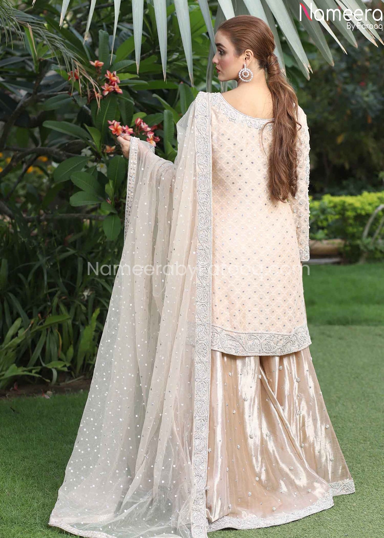 Buy Latest Gharara Pakistani For Nikah With Short Shirt Online Nameera By Farooq 0137