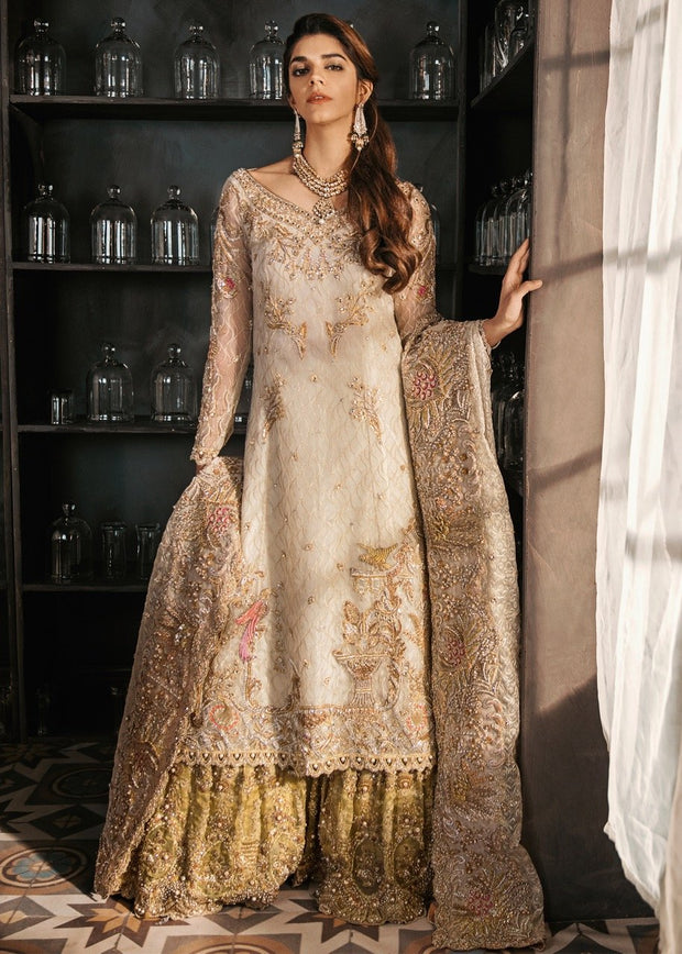 Buy Latest Bridal Ivory Gharara Online 2019 Nameera By Farooq 5013