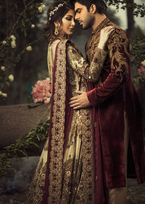 maroon color bridal dresses