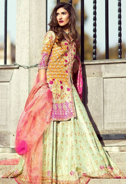 Buy Pista Green Indian Lehenga choli for Wedding – Nameera by Farooq