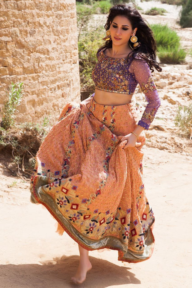 Indian Ghaghra Choli Dress With Sequins And Zardozi Nameera By Farooq 